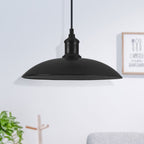 Metallic Saucer Shade Pendant Light Industrial Style 12.5"/16" W 1 Light Living Room Ceiling Hanging Light in Black/White