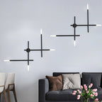 Metal Crossed Lines Wall Sconce Light Simplicity 4 Lights Black/Gold Wall Lamp in Warm/White Light