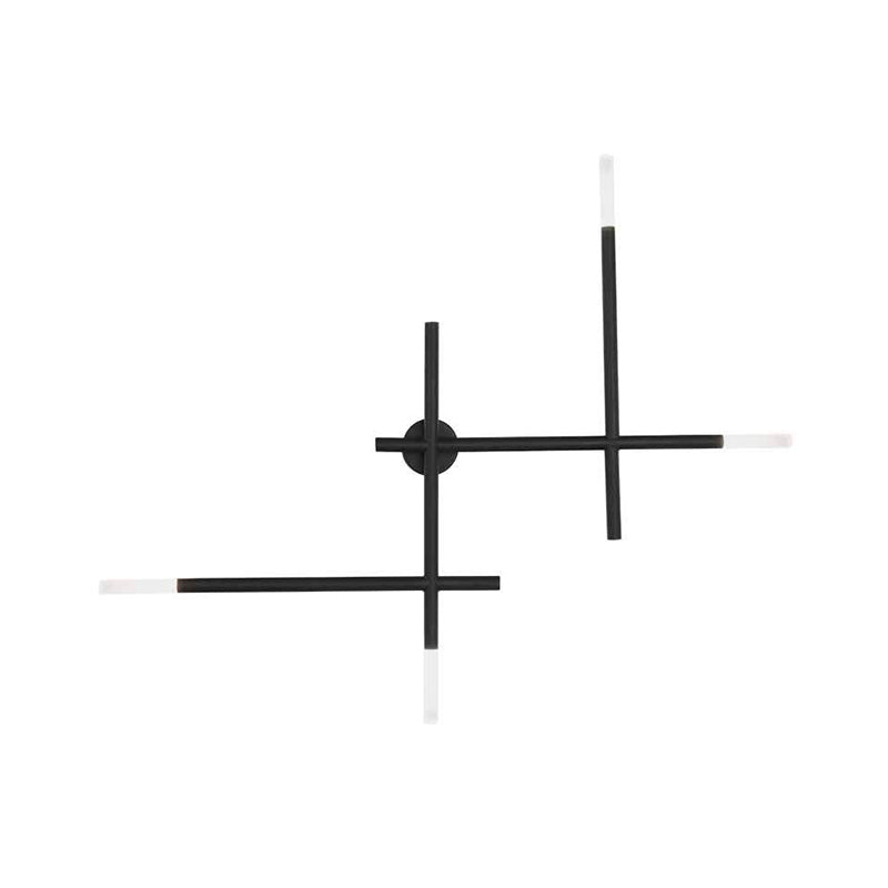 Metal Crossed Lines Wall Sconce Light Simplicity 4 Lights Black/Gold Wall Lamp in Warm/White Light