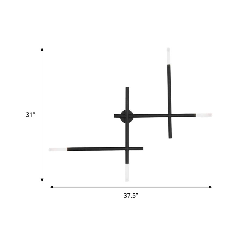 Metal Crossed Lines Wall Sconce Light Simplicity 4 Lights Black/Gold Wall Lamp in Warm/White Light