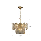5/7 Heads Embossed Crystal Panels Chandelier Lamp Modern Gold Canopy Tapered Bedchamber Pendant Lighting, 15.5"/19.5" W
