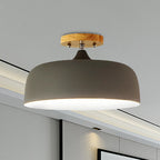 1 Light Gray/White/Pink/Green Ceiling Flush Mount Light with Drum Metal Lampshade Simple Semi-Flushmount Lamp