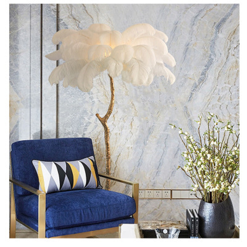 Luxury Feather/Colored Metal Floor Lamp