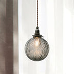 Colonial Global Pendant Light Fixture 1-Head Clear/Smoke Gray Glass Hanging Lamp Kit with Feather Design