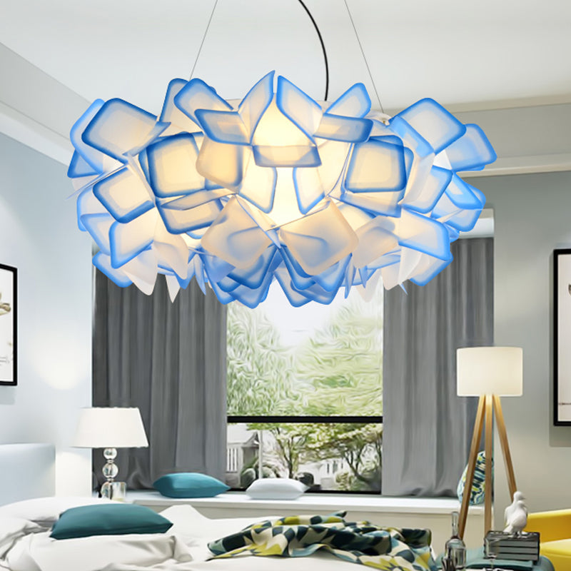 Hand-Worked Blooming LED Chandelier Modern Stylish Acrylic Blue/Purple Suspended Lighting Fixture, 21"/31" Wide