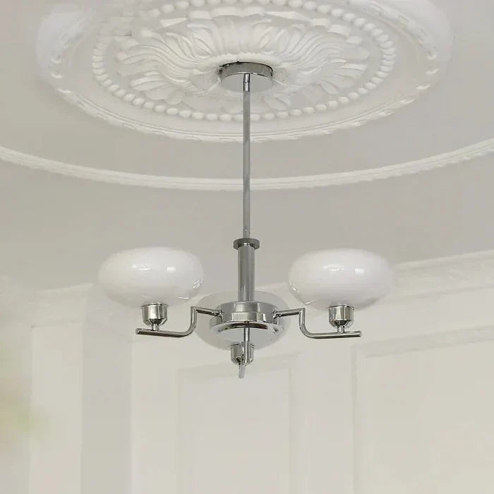 Modern Chandelier with Opal Glass Shades – Elegant Ceiling Lamp