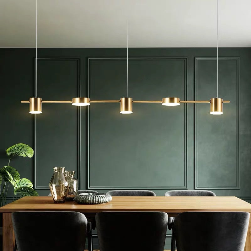 Drum Aluminum Island Pendant Modern Simple 3/5-Head Black/Gold Ceiling Light Fixture in Warm/White Light