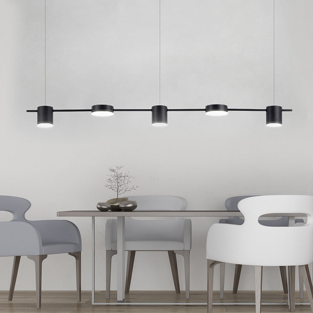 Drum Aluminum Island Pendant Modern Simple 3/5-Head Black/Gold Ceiling Light Fixture in Warm/White Light