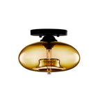 Glass Oval Flush Mount Lamp Simple Style 1 Light Clear/Amber/Smoky Ceiling Flush Mount for Hallway