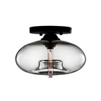 Glass Oval Flush Mount Lamp Simple Style 1 Light Clear/Amber/Smoky Ceiling Flush Mount for Hallway
