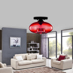 Glass Oval Flush Mount Lamp Simple Style 1 Light Clear/Amber/Smoky Ceiling Flush Mount for Hallway