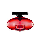 Glass Oval Flush Mount Lamp Simple Style 1 Light Clear/Amber/Smoky Ceiling Flush Mount for Hallway
