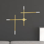 Metal Crossed Lines Wall Sconce Light Simplicity 4 Lights Black/Gold Wall Lamp in Warm/White Light