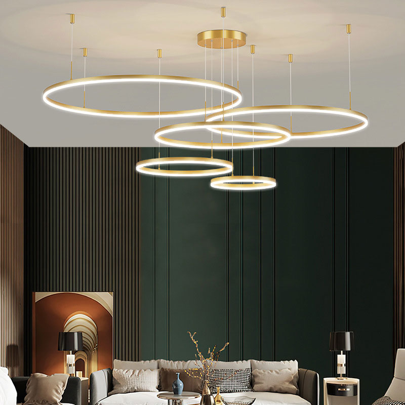 Arisha Pendant Light Tir-Circle Ring Modern Black/Gold/Coffee Metal Bedroom