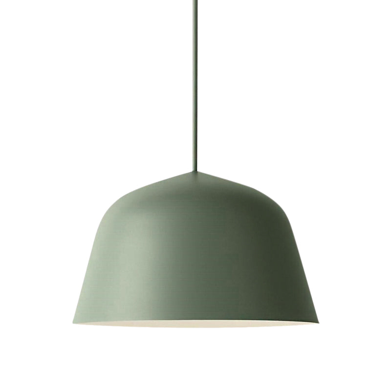 Nordic Style Dome Shade Hanging Ceiling Light 10"/16" Dia 1 Light Metal Pendant Lamp in Black/Green for Bedroom