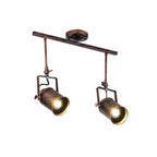 Antique Style Cylinder Track Light 1/2/3-Light Wrought Iron Semi-Flush Ceiling Light in Dark Rust for Coffee Shop