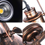Antique Style Cylinder Track Light 1/2/3-Light Wrought Iron Semi-Flush Ceiling Light in Dark Rust for Coffee Shop