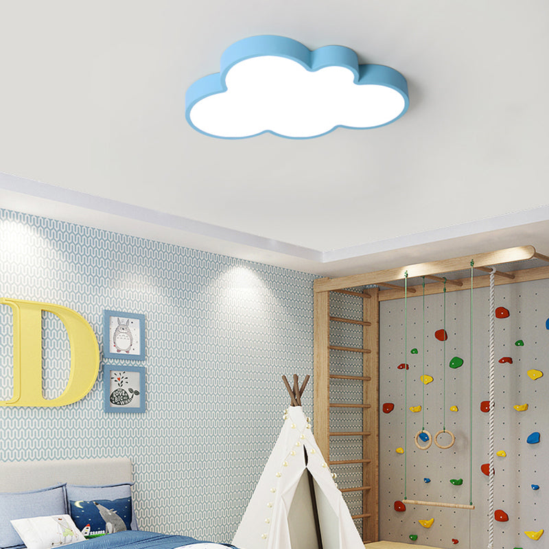 Cloud Child Bedroom Flush Mount Light Acrylic Nordic Style Macaron Colored Ceiling Lamp