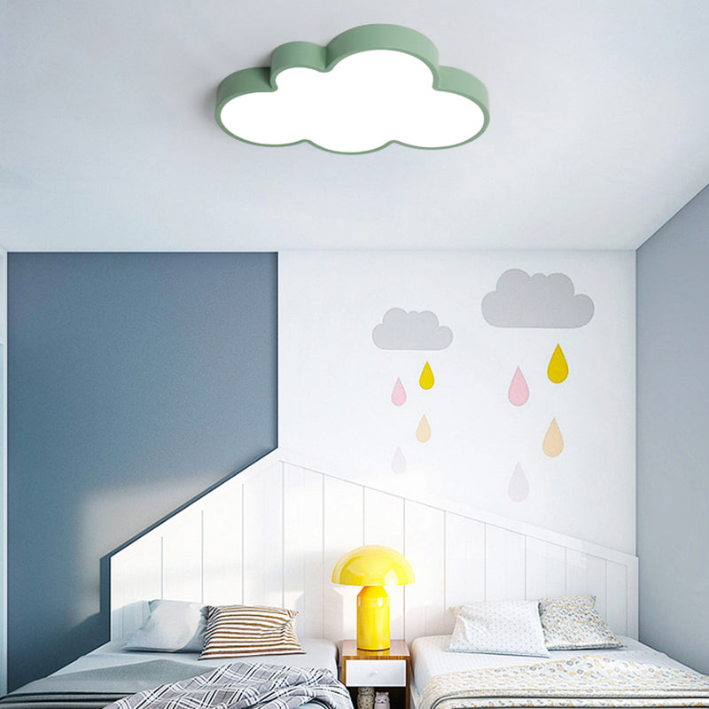 Cloud Child Bedroom Flush Mount Light Acrylic Nordic Style Macaron Colored Ceiling Lamp