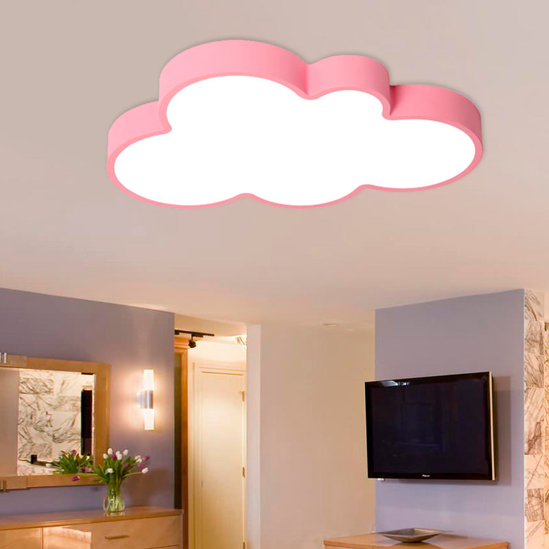 Cloud Child Bedroom Flush Mount Light Acrylic Nordic Style Macaron Colored Ceiling Lamp