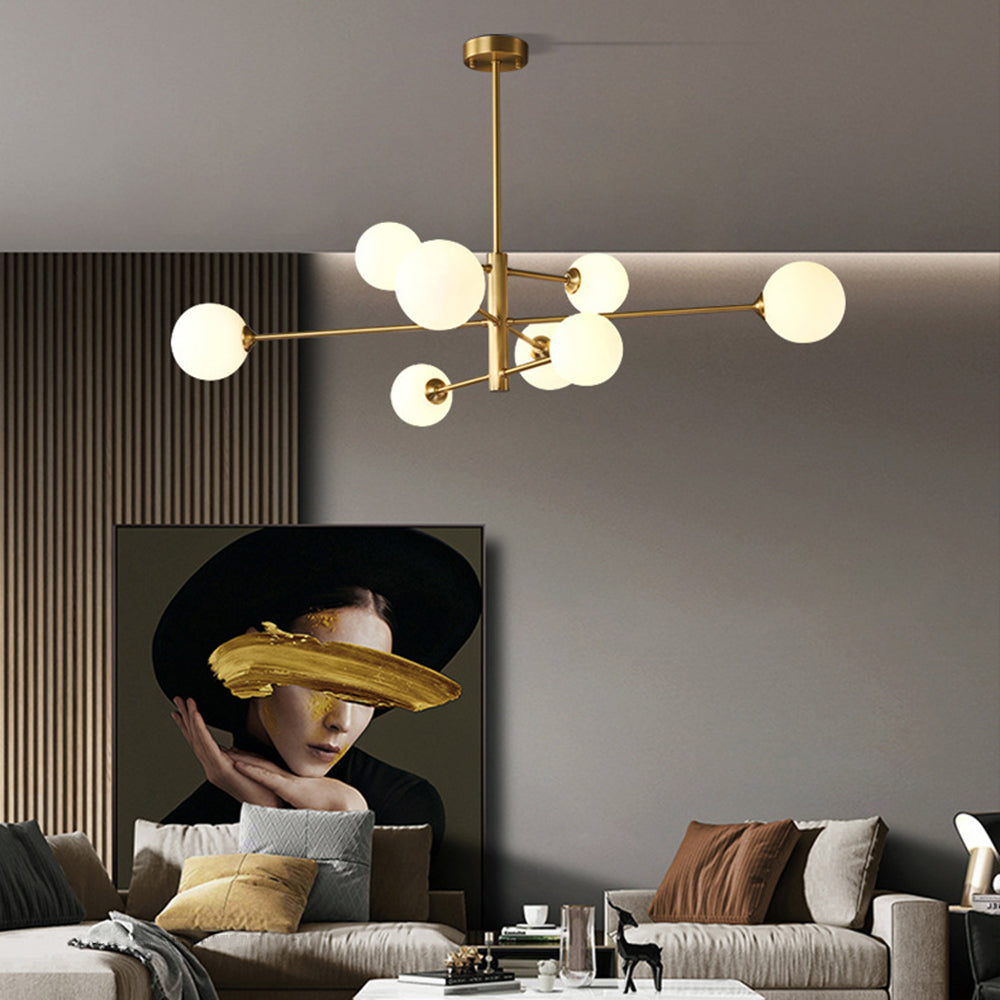 Truva Modern Bubble Chandelier. Copper/Glass. Black/Copper. Living Room
