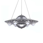 Metal UFO Pendant Light Six Lights Creative Suspension Light in Silver for Boys Bedroom