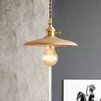 Contemporary Conical Hanging Lamp 1 Light Wood Suspension Light in Brown/Beige for Living Room