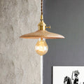 Contemporary Conical Hanging Lamp 1 Light Wood Suspension Light in Brown/Beige for Living Room