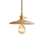 Contemporary Conical Hanging Lamp 1 Light Wood Suspension Light in Brown/Beige for Living Room