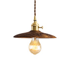Contemporary Conical Hanging Lamp 1 Light Wood Suspension Light in Brown/Beige for Living Room