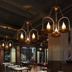 Three-light Candle Chandeliers Metal Vintage Ceiling Pendant Fixture in Bronze for Dining Room