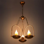 Three-light Candle Chandeliers Metal Vintage Ceiling Pendant Fixture in Bronze for Dining Room