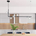 Contemporary Right Angle Linear Chandelier 6/8 Lights Glass Shade Island Light in Black/Gold