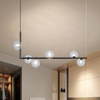 Contemporary Right Angle Linear Chandelier 6/8 Lights Glass Shade Island Light in Black/Gold