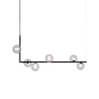 Contemporary Right Angle Linear Chandelier 6/8 Lights Glass Shade Island Light in Black/Gold