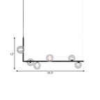 Contemporary Right Angle Linear Chandelier 6/8 Lights Glass Shade Island Light in Black/Gold