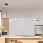 Contemporary Right Angle Linear Chandelier 6/8 Lights Glass Shade Island Light in Black/Gold