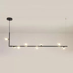 Contemporary Right Angle Linear Chandelier 6/8 Lights Glass Shade Island Light in Black/Gold