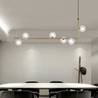 Contemporary Right Angle Linear Chandelier 6/8 Lights Glass Shade Island Light in Black/Gold