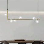 Contemporary Right Angle Linear Chandelier 6/8 Lights Glass Shade Island Light in Black/Gold