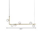 Contemporary Right Angle Linear Chandelier 6/8 Lights Glass Shade Island Light in Black/Gold