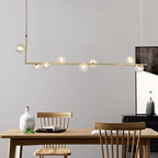 Contemporary Right Angle Linear Chandelier 6/8 Lights Glass Shade Island Light in Black/Gold
