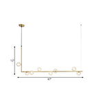 Contemporary Right Angle Linear Chandelier 6/8 Lights Glass Shade Island Light in Black/Gold