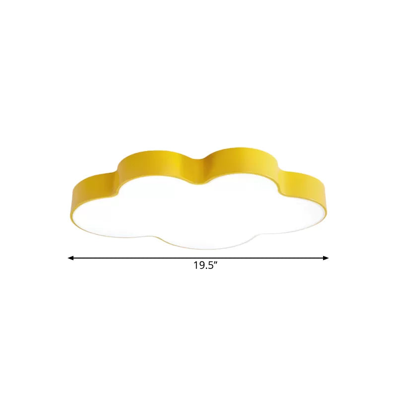 Yellow Cloud Close to Ceiling Light Cartoon Metal LED Flush Mount in White/3 Color Light, 19.5"/23.5"/35.5" Wide