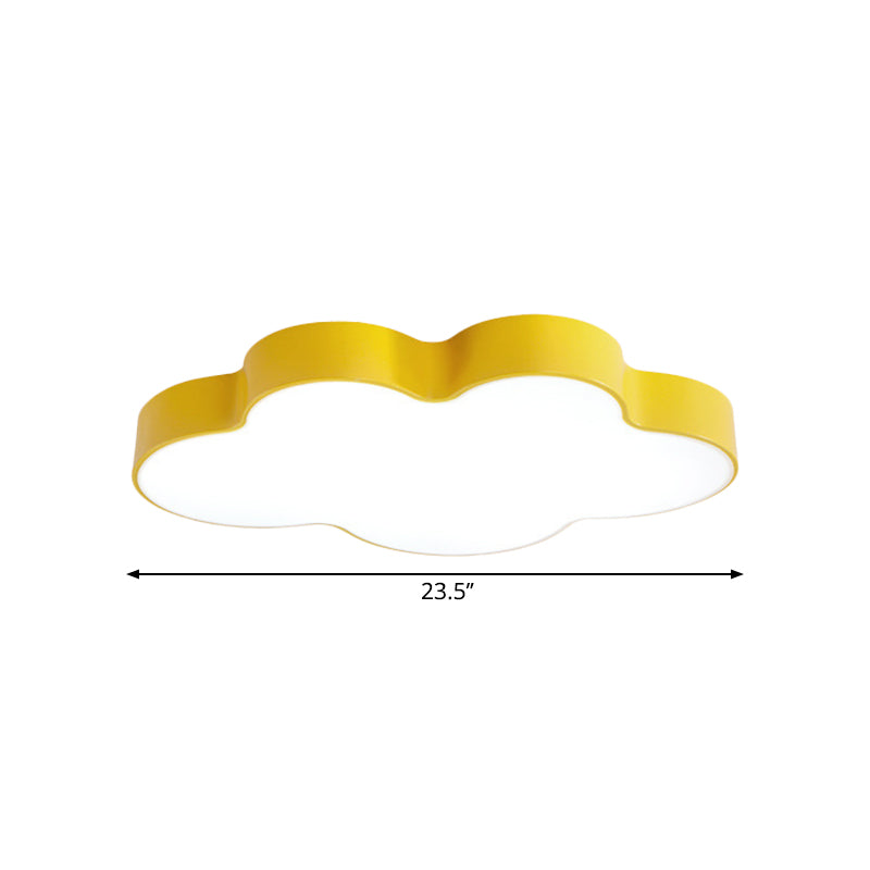 Yellow Cloud Close to Ceiling Light Cartoon Metal LED Flush Mount in White/3 Color Light, 19.5"/23.5"/35.5" Wide