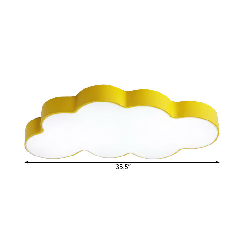 Yellow Cloud Close to Ceiling Light Cartoon Metal LED Flush Mount in White/3 Color Light, 19.5"/23.5"/35.5" Wide