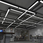 Linear Ceiling Suspension Lamp Modern Acrylic Black LED Drop Pendant for Office, 23.5"/47"/59" Width