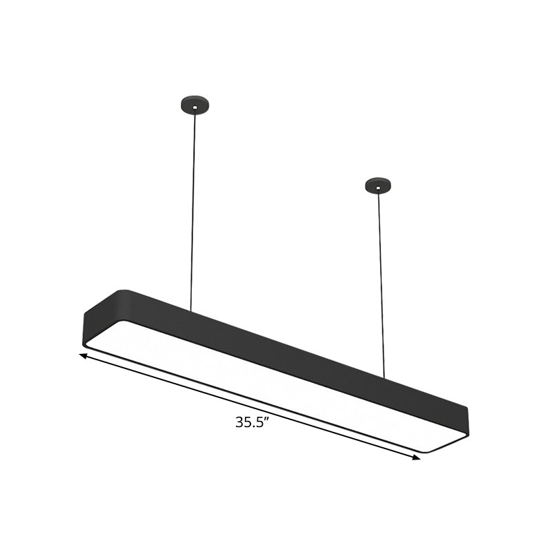 Linear Ceiling Suspension Lamp Modern Acrylic Black LED Drop Pendant for Office, 23.5"/47"/59" Width