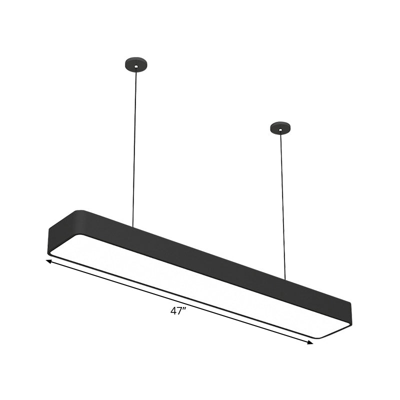 Linear Ceiling Suspension Lamp Modern Acrylic Black LED Drop Pendant for Office, 23.5"/47"/59" Width
