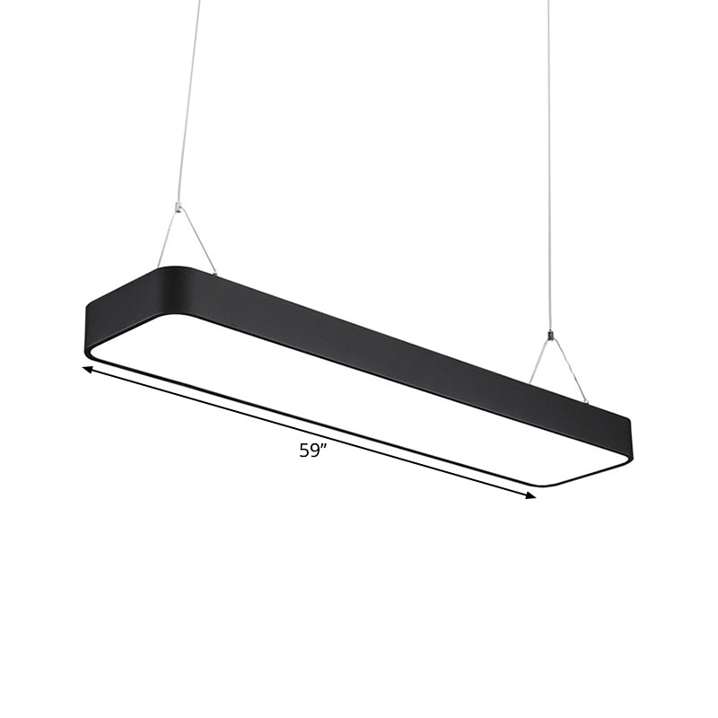 Office LED Hanging Pendant Modern Black Suspension Lighting with Rectangle Acrylic Shade, 23.5"/47"/71" L
